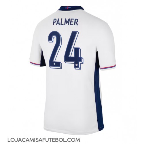 Camisa de Futebol Inglaterra Cole Palmer #24 Equipamento Principal Europeu 2024 Manga Curta